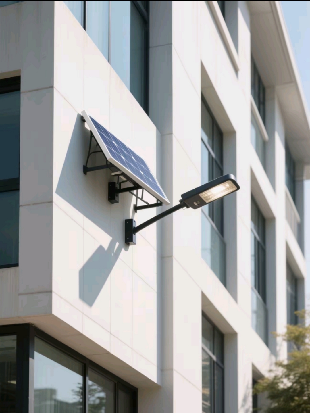 墻面上的陽光使者——南德壁掛式太陽能路燈點(diǎn)亮建筑美學(xué)